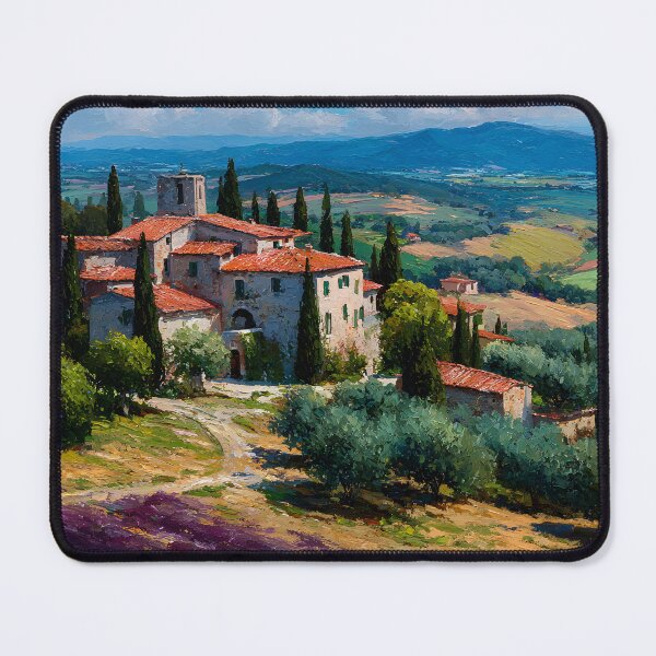 Item preview, Tuscan Farmhouse on Hillside with Vineyards and Olive Trees designed and sold by daila70.