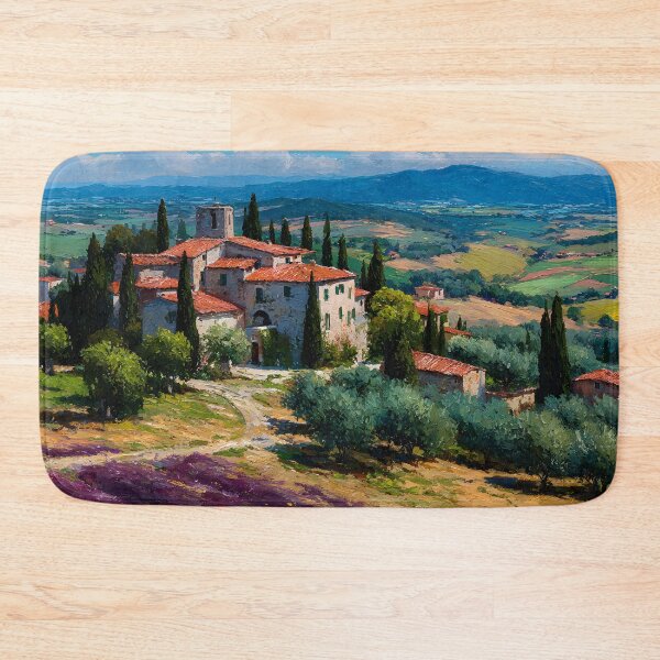 Item preview, Tuscan Farmhouse on Hillside with Vineyards and Olive Trees designed and sold by daila70.