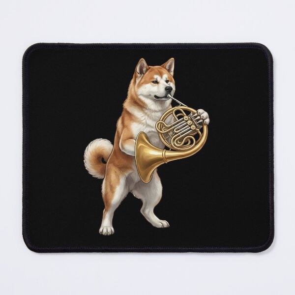 Item preview, Akita Playing French Horn Player Dog Lover designed and sold by DoodleTortle.