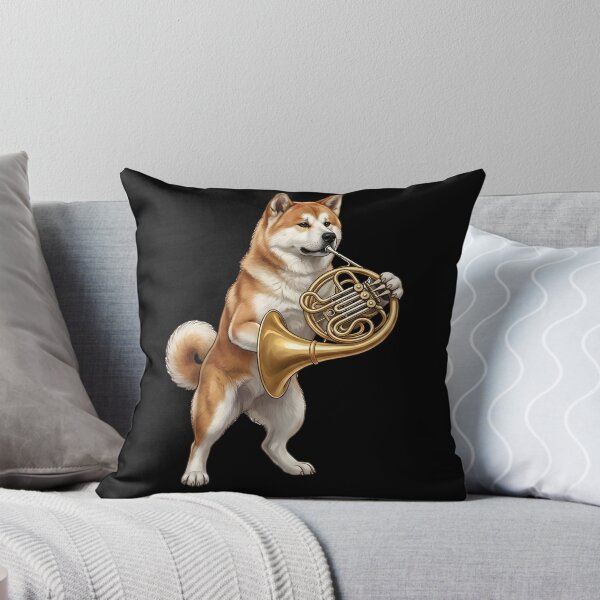 Item preview, Akita Playing French Horn Player Dog Lover designed and sold by DoodleTortle.