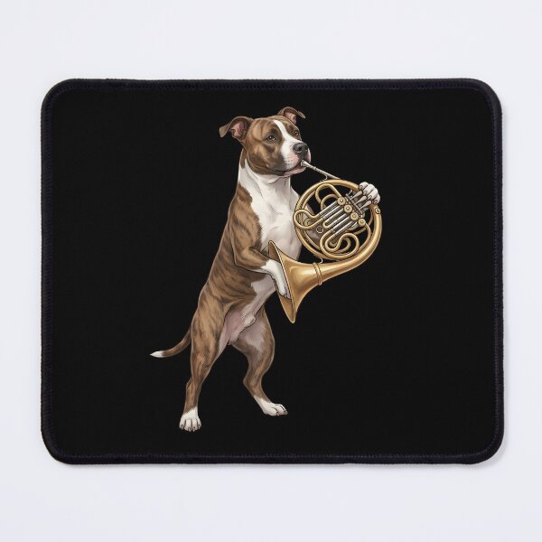Item preview, American Staffordshire Terrier Playing French Horn Player Dog Lover designed and sold by DoodleTortle.