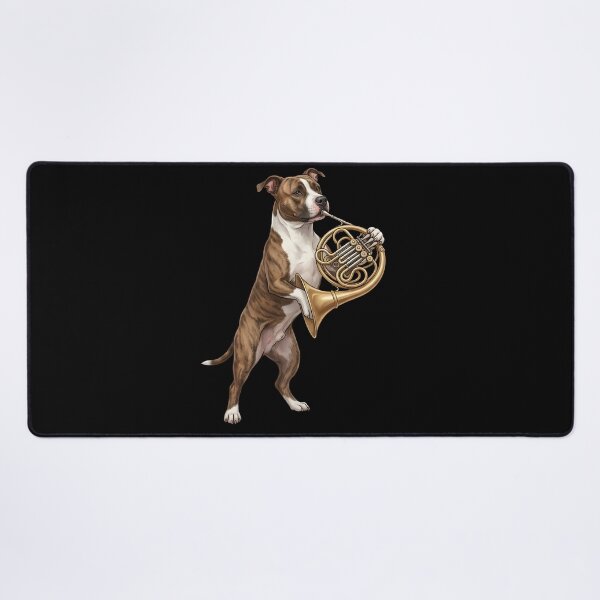 Item preview, American Staffordshire Terrier Playing French Horn Player Dog Lover designed and sold by DoodleTortle.