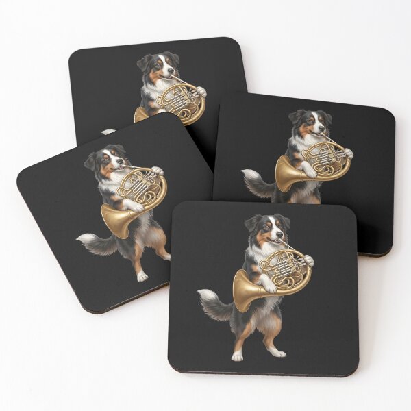 Item preview, Australian Shepherd Playing French Horn Player Dog Lover designed and sold by DoodleTortle.