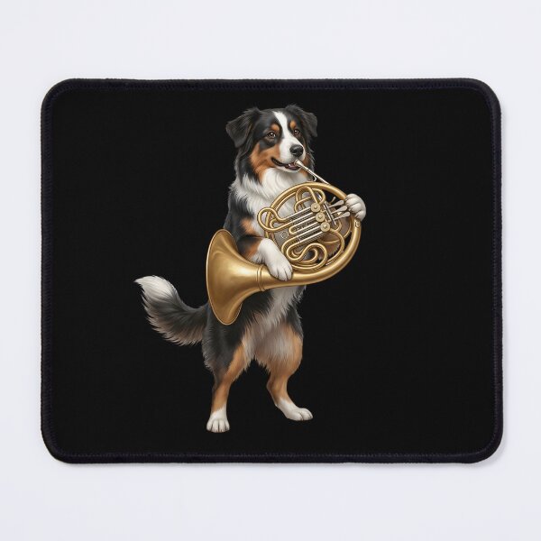 Item preview, Australian Shepherd Playing French Horn Player Dog Lover designed and sold by DoodleTortle.