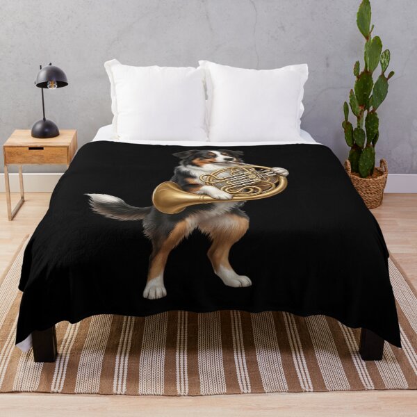 Item preview, Australian Shepherd Playing French Horn Player Dog Lover designed and sold by DoodleTortle.