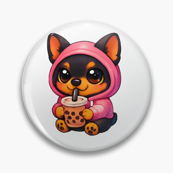 Item preview, Kawaii Cute Mini Pincher Dog Boba Tea designed and sold by VictorySticker.