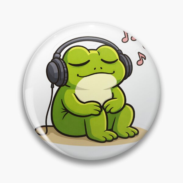 Item preview, Relatable Frog Sticker – Minimal Frog Music Lover Aesthetic Cute Animal Laptop Sticker designed and sold by DownloSpace.