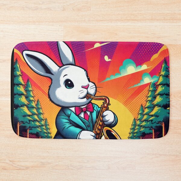 Item preview, Rabbit Saxophone – Whimsical Sunset Forest Design designed and sold by Dogandesighn.