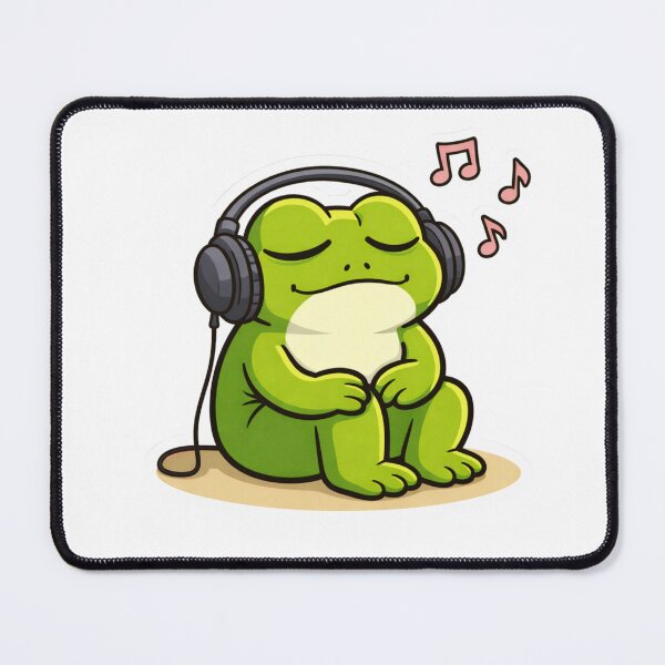 Item preview, Relatable Frog Sticker – Minimal Frog Music Lover Aesthetic Cute Animal Laptop Sticker designed and sold by DownloSpace.