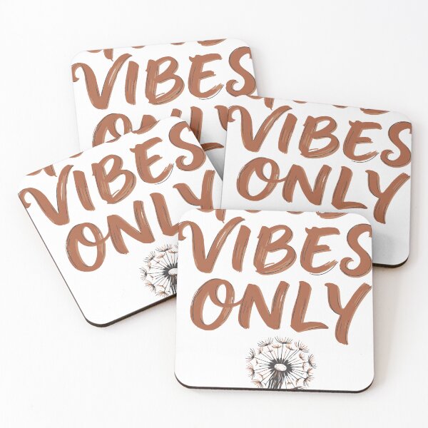 Item preview, Hand lettered brush script reads Good Vibes Only above a delicate dandelion illustration, conveying positivity, calm, motivation and modern boho style for posters designed and sold by Dejbar.