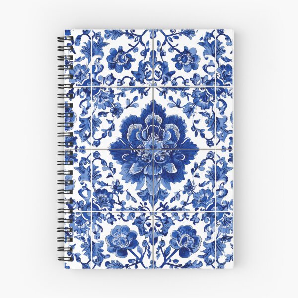 Item preview, Royal Delft Blue Floral Hand Painted Tile Pattern designed and sold by GrinGalore.