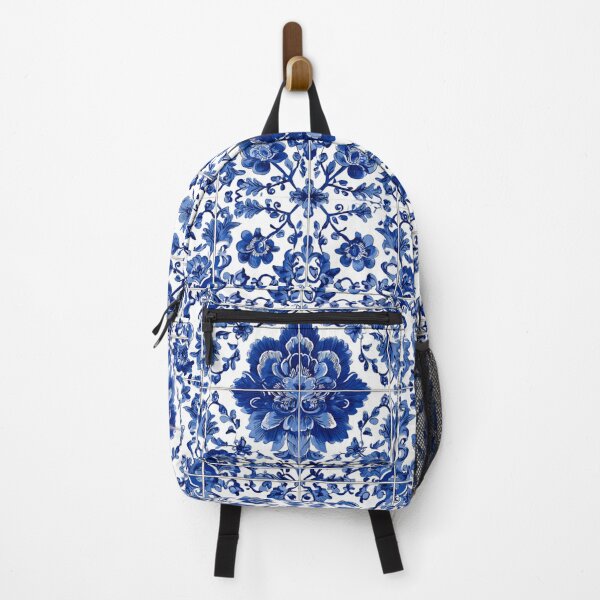 Item preview, Royal Delft Blue Floral Hand Painted Tile Pattern designed and sold by GrinGalore.