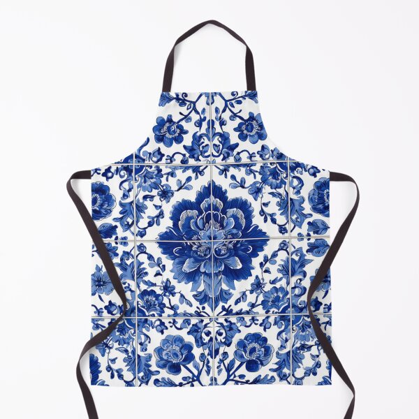 Item preview, Royal Delft Blue Floral Hand Painted Tile Pattern designed and sold by GrinGalore.