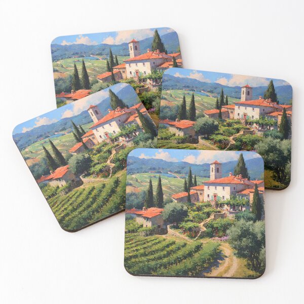 Item preview, Tuscan Village with Vineyards and Rolling Hills designed and sold by daila70.