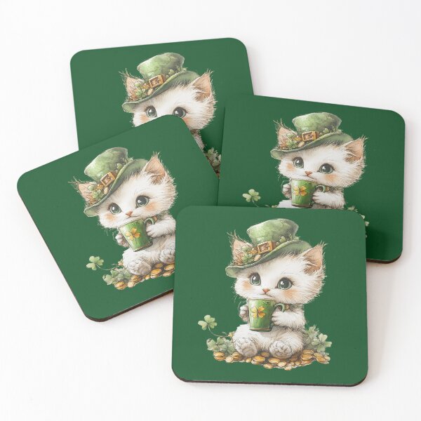Item preview, Cute Lucky Cat With Shamrock Mug – St Patrick’s Day Kitten designed and sold by Erika Kaisersot.