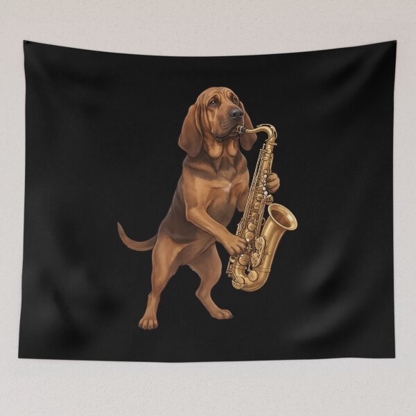 Item preview, Bloodhound Playing Saxophone Player Saxophonist Dog Lover designed and sold by DoodleTortle.