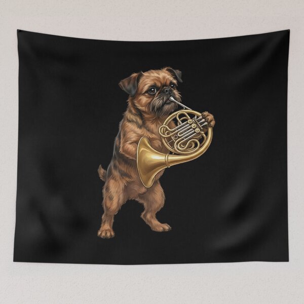 Item preview, Brussels Griffon Playing French Horn Player Dog Lover designed and sold by DoodleTortle.