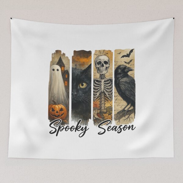 Item preview, Cute Halloween Pumpkin Ghost Cat Skelton Crow Design designed and sold by Gallory Hive.