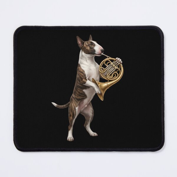 Item preview, Bull Terrier Playing French Horn Player Dog Lover designed and sold by DoodleTortle.