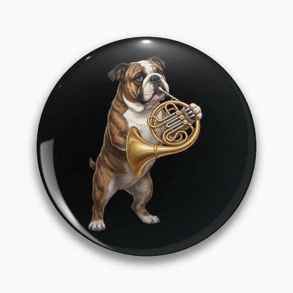 Item preview, Bulldog Playing French Horn Player Dog Lover designed and sold by DoodleTortle.