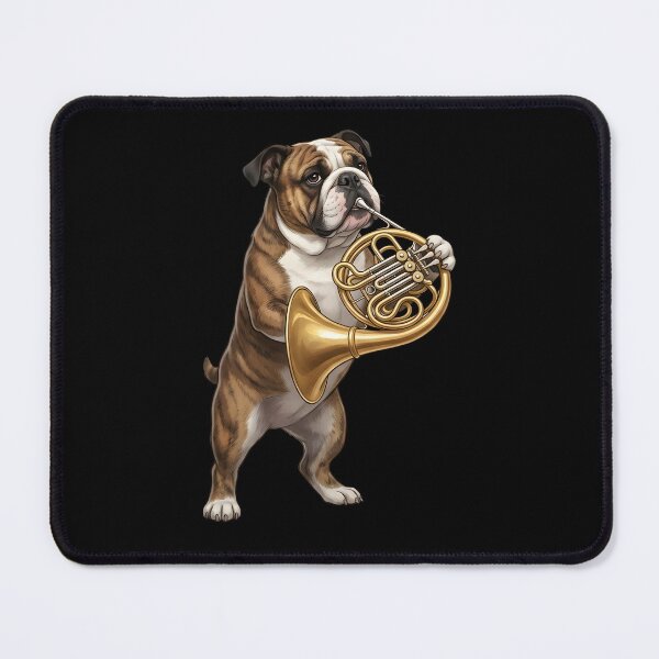 Item preview, Bulldog Playing French Horn Player Dog Lover designed and sold by DoodleTortle.