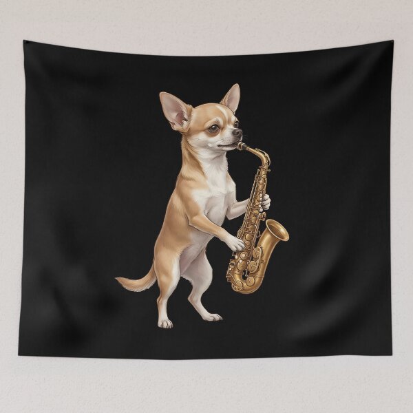Item preview, Chihuahua Playing Saxophone Player Saxophonist Dog Lover designed and sold by DoodleTortle.