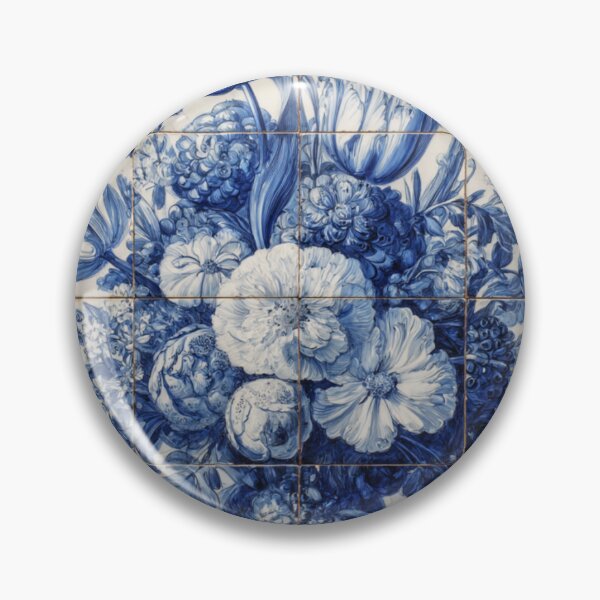 Item preview, Dutch Delft Porcelain Flower Bouquet 17th Century Pattern designed and sold by GrinGalore.