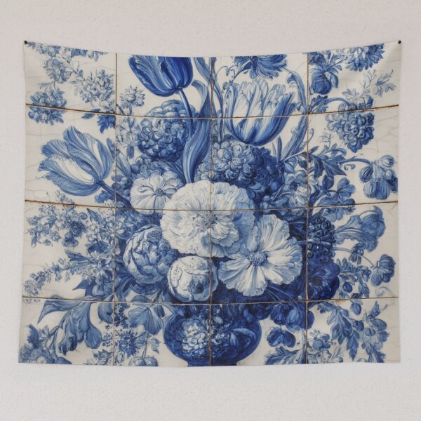 Item preview, Dutch Delft Porcelain Flower Bouquet 17th Century Pattern designed and sold by GrinGalore.