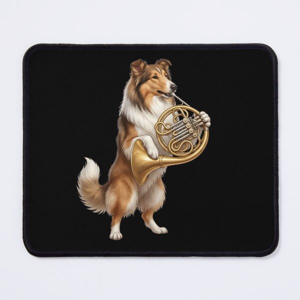 Item preview, Collie Playing French Horn Player Dog Lover designed and sold by DoodleTortle.