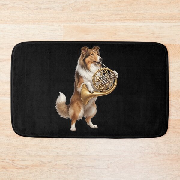Item preview, Collie Playing French Horn Player Dog Lover designed and sold by DoodleTortle.
