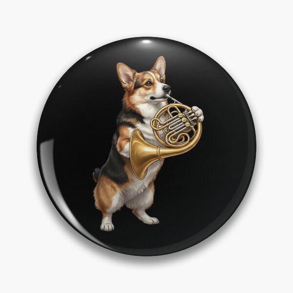 Item preview, Corgi Playing French Horn Player Dog Lover designed and sold by DoodleTortle.