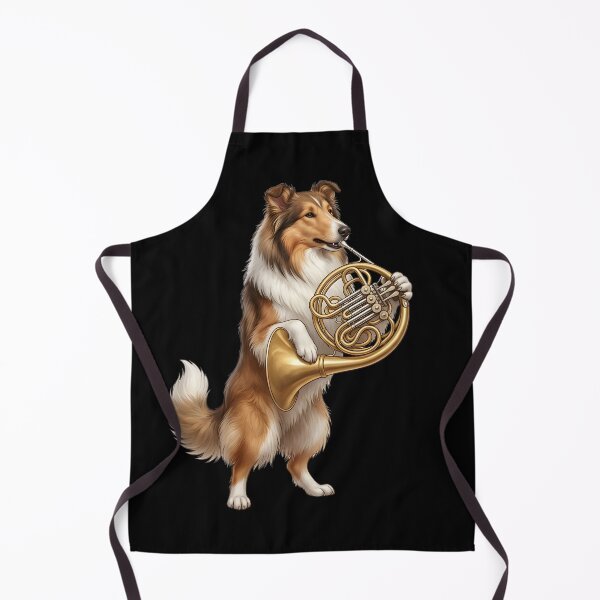 Item preview, Collie Playing French Horn Player Dog Lover designed and sold by DoodleTortle.
