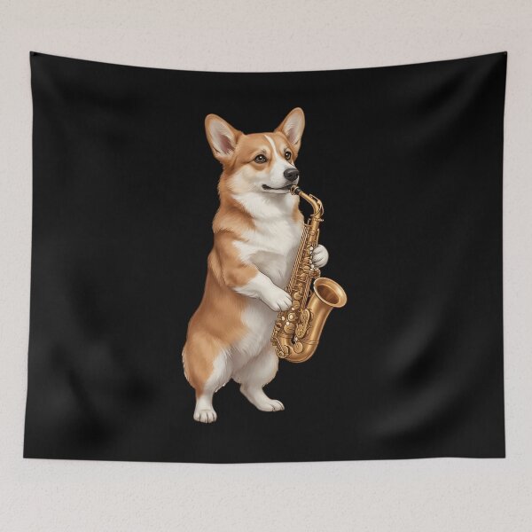 Item preview, Corgi Playing Saxophone Player Saxophonist Dog Lover designed and sold by DoodleTortle.