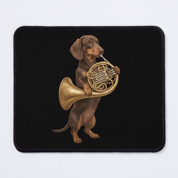 Item preview, Dachshund Playing French Horn Player Dog Lover designed and sold by DoodleTortle.