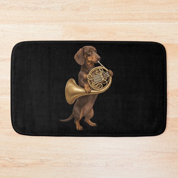 Item preview, Dachshund Playing French Horn Player Dog Lover designed and sold by DoodleTortle.