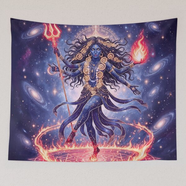 Item preview, Kali Goddess in Cosmic Dance – Visionary Goa Dark Psy Sacred Geometry Portrait designed and sold by The Sensing Room.
