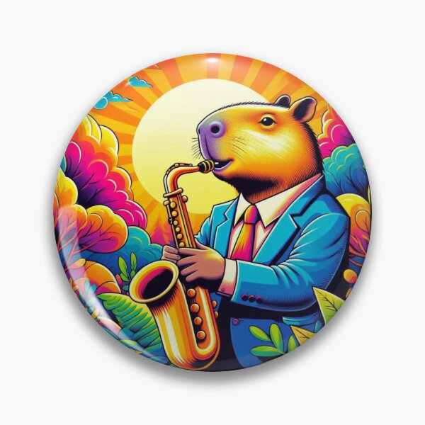 Item preview, capybara saxophone whimsical design designed and sold by Dogandesighn.