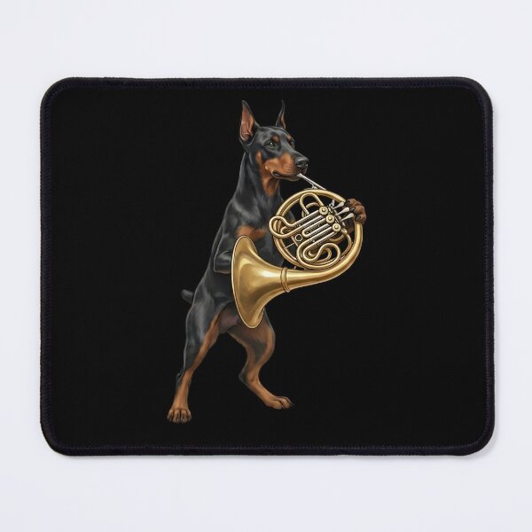 Item preview, Doberman Pinscher Playing French Horn Player Dog Lover designed and sold by DoodleTortle.