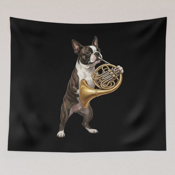 Item preview, French Bulldog Playing French Horn Player Dog Lover designed and sold by DoodleTortle.