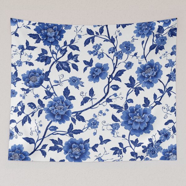 Item preview, Royal Delft Blue Flowers Portuguese Inspired Pattern designed and sold by GrinGalore.