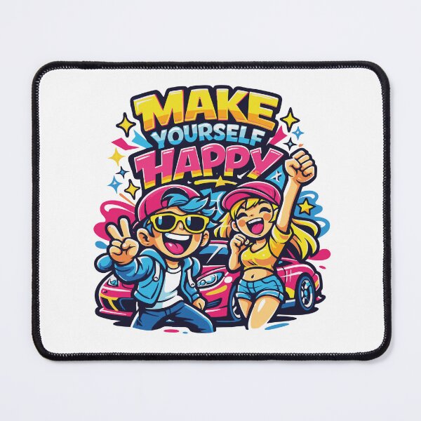 Item preview, Make Yourself Happy – Positive Vibes Cartoon Quote Design designed and sold by quietvisualsco.