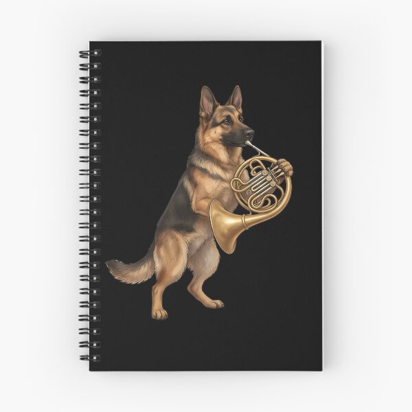 Item preview, German Shepherd Playing French Horn Player Dog Lover designed and sold by DoodleTortle.