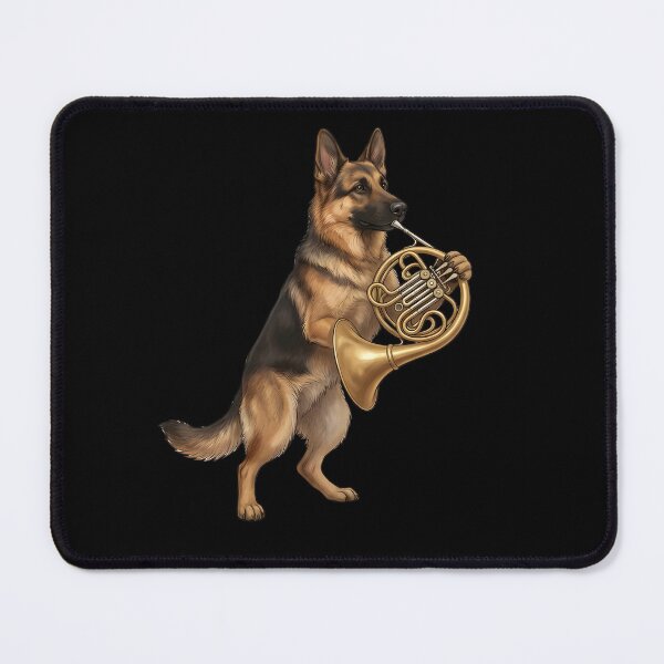 Item preview, German Shepherd Playing French Horn Player Dog Lover designed and sold by DoodleTortle.