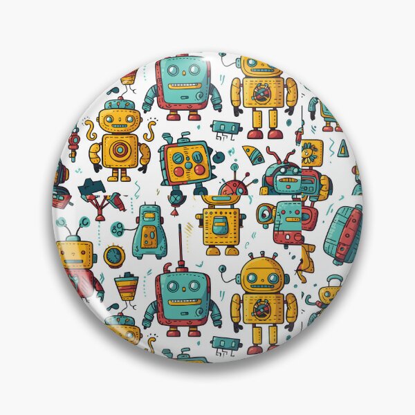 Item preview, Retro Cute Robot Doodle Pattern designed and sold by Paulocdias.