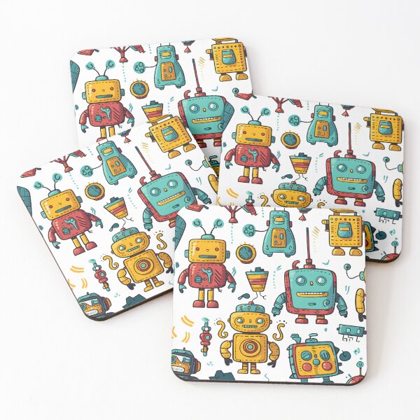 Item preview, Retro Cute Robot Doodle Pattern designed and sold by Paulocdias.
