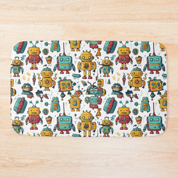 Item preview, Retro Cute Robot Doodle Pattern designed and sold by Paulocdias.