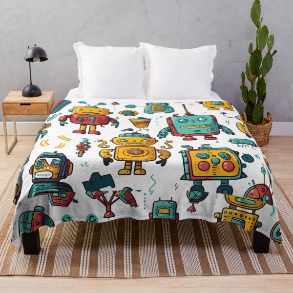 Item preview, Retro Cute Robot Doodle Pattern designed and sold by Paulocdias.