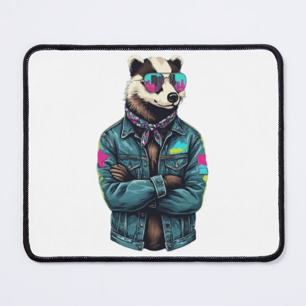 Item preview, Synthwave Badger - Retro Outrun Enforcer designed and sold by RetroRascalStudio.