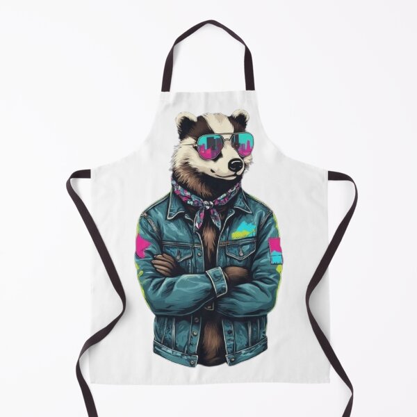 Item preview, Synthwave Badger - Retro Outrun Enforcer designed and sold by RetroRascalStudio.