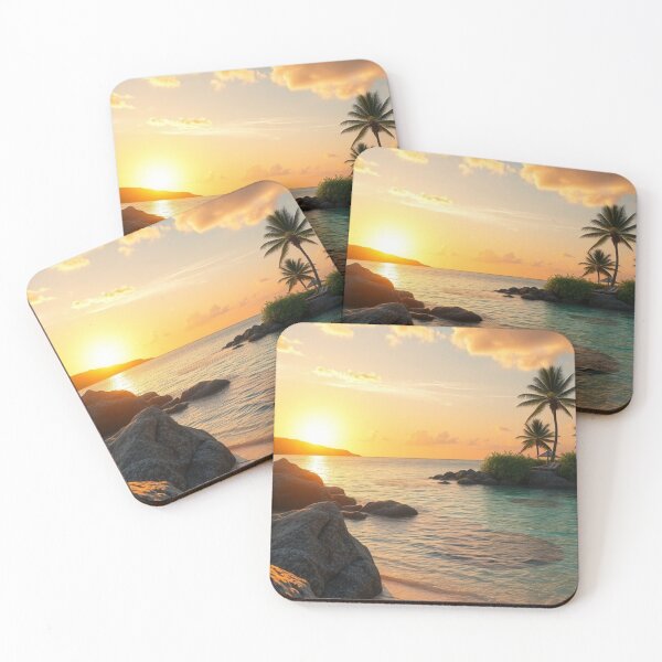 Item preview, Tropical Beach Sunset with Palm Trees designed and sold by Vida e Arte.